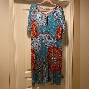DB Moon, size 3X patterned cotton dress.